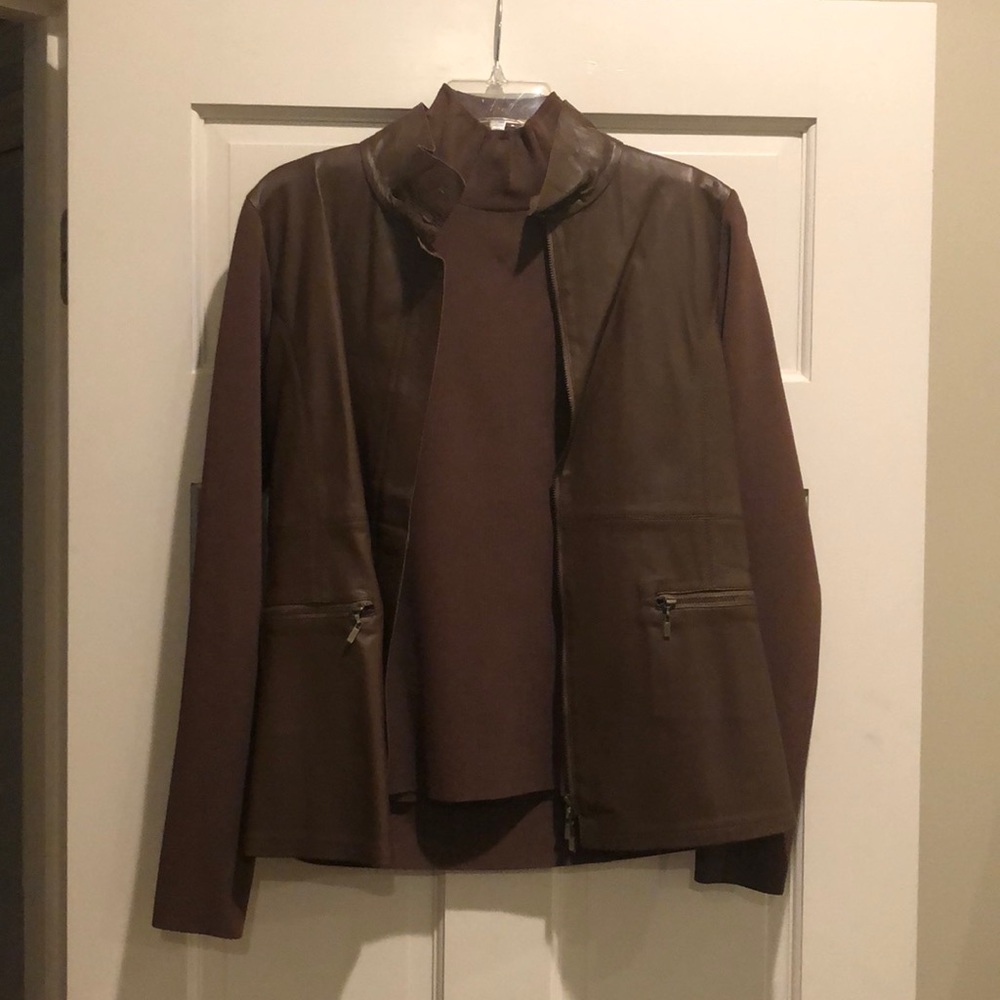 Per Se chocolate jacket and sleeveless body shell